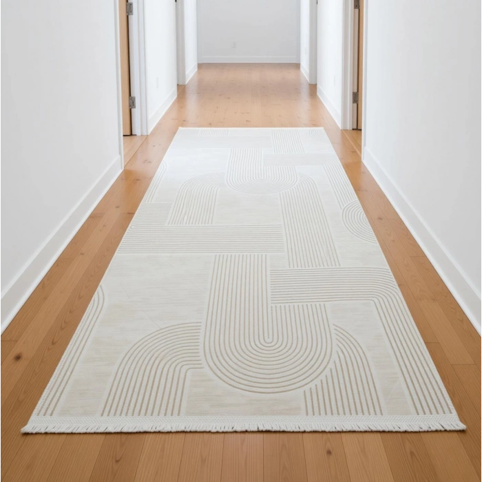 Yağmurser Lüx Yumuşak Dokulu Kaymaz Taban Halı Yolluk 3063 Krem