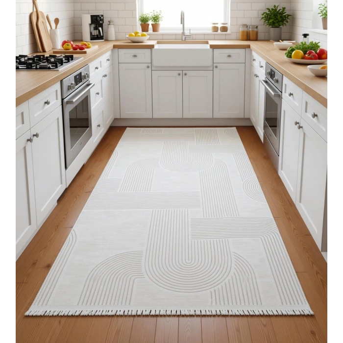 Yağmurser Lüx Yumuşak Dokulu Kaymaz Taban Halı Yolluk 3063 Krem