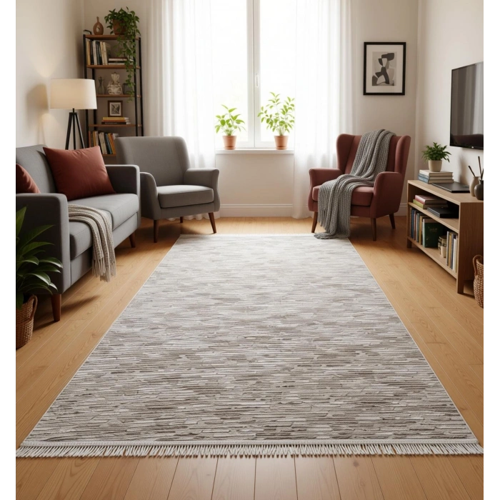 Yağmurser Lüx Yumuşak Dokulu Kaymaz Taban Halı Yolluk 3015 Vizon