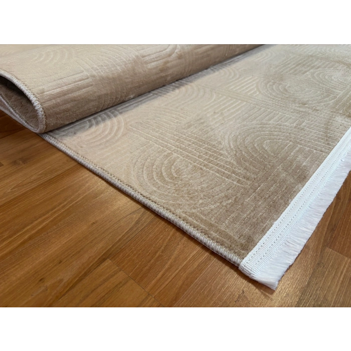 Bademli Halı Lüx Kaymaz Taban Dekoratif Halı 9026 Vizon