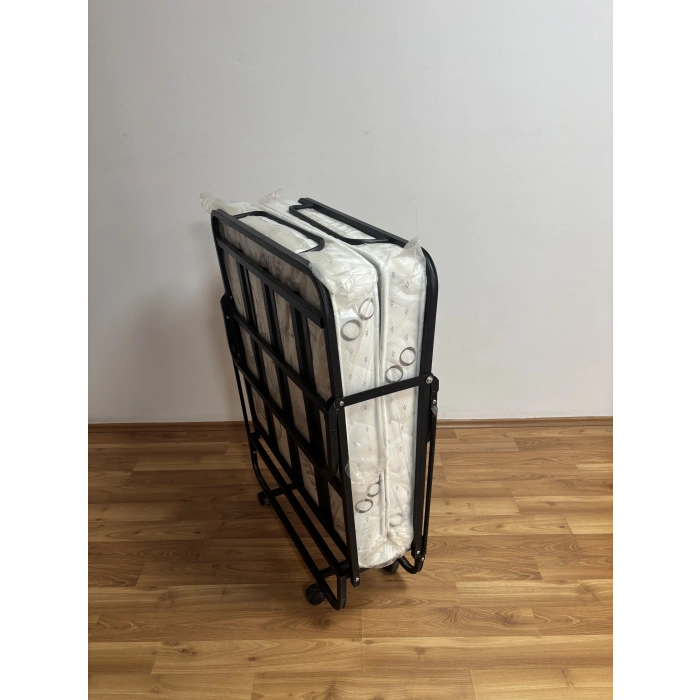 Bademli Mobilya Metal Katlanır Karyola + Yatak 90x190 Tekerlekli