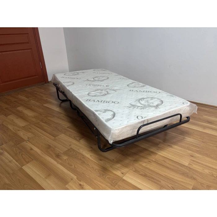 Bademli Mobilya Metal Katlanır Karyola + Yatak 90x190 Tekerlekli