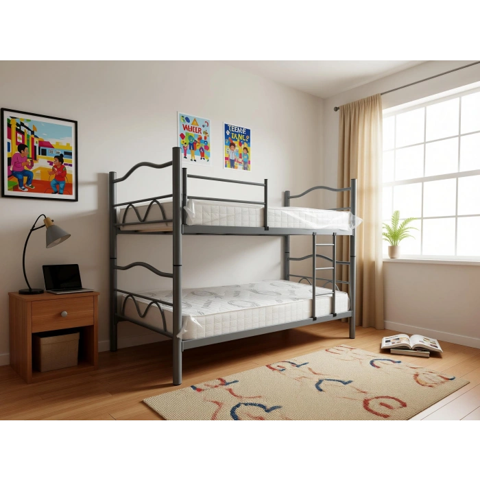 Bademli Mobilya Metal Ranza Yataklı 90x190 Merdivenli Ayrılabilir Karyolalı