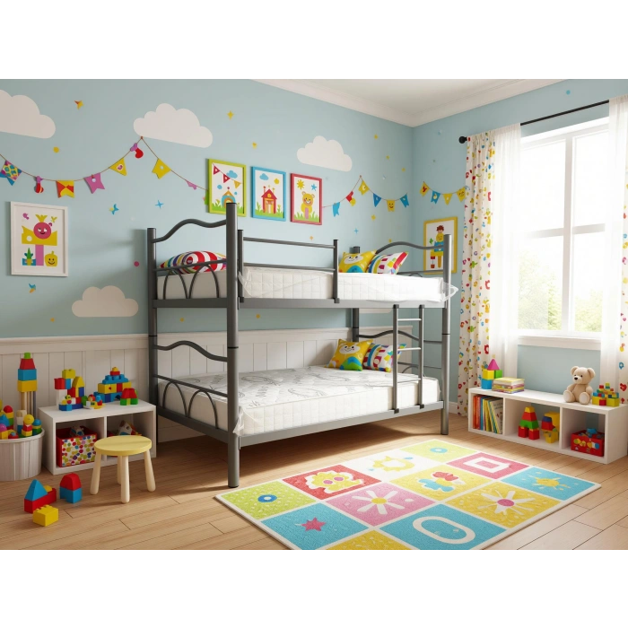 Bademli Mobilya Metal Ranza Yataklı 90x190 Merdivenli Ayrılabilir Karyolalı