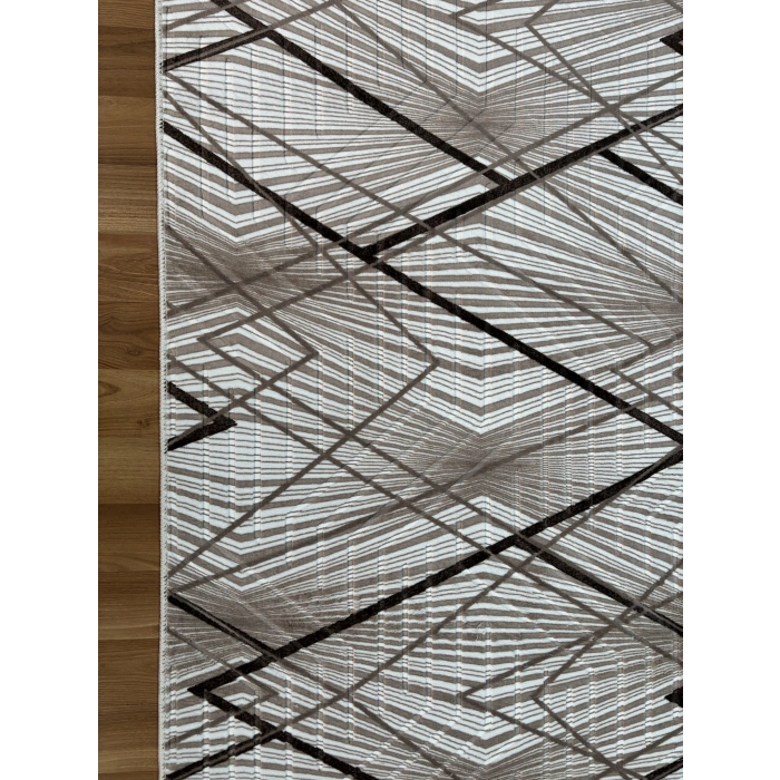 Bademli Halı Lüx Kaymaz Taban Dekoratif Halı 9029 Kahve