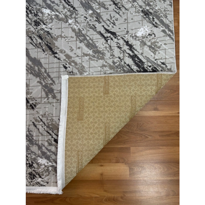 Bademli Halı Lüx Kaymaz Taban Dekoratif Halı 9030 Gri