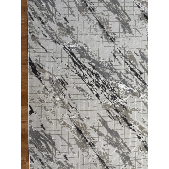 Bademli Halı Lüx Kaymaz Taban Dekoratif Halı 9030 Gri