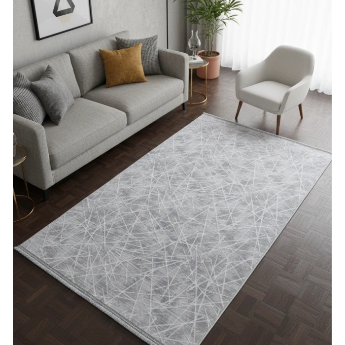 Yağmurser Lüx Yumuşak Dokulu Kaymaz Taban Halı Yolluk 3042 Gri