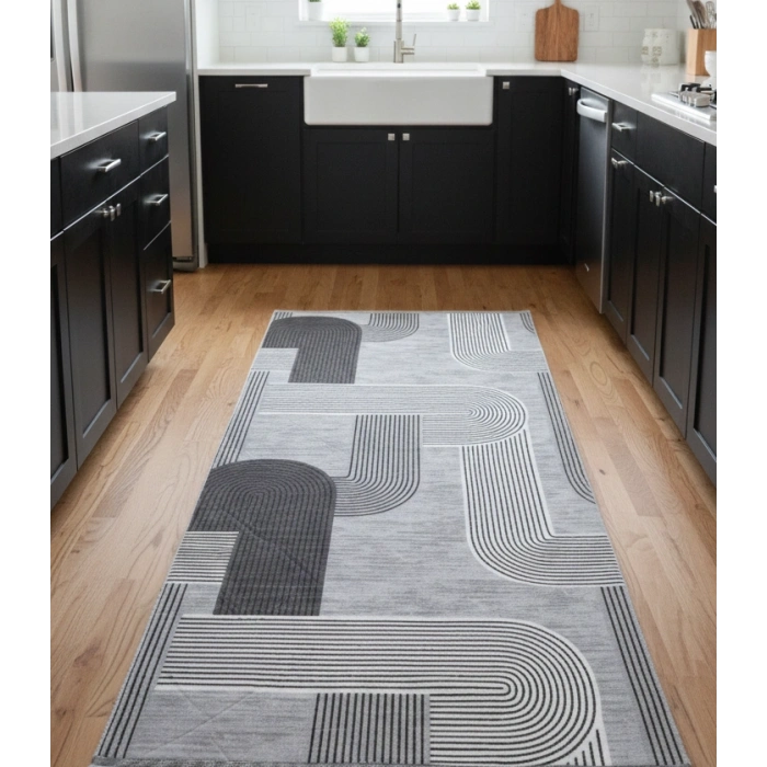 Yağmurser Lüx Yumuşak Dokulu Kaymaz Taban Halı Yolluk 3063 Gri