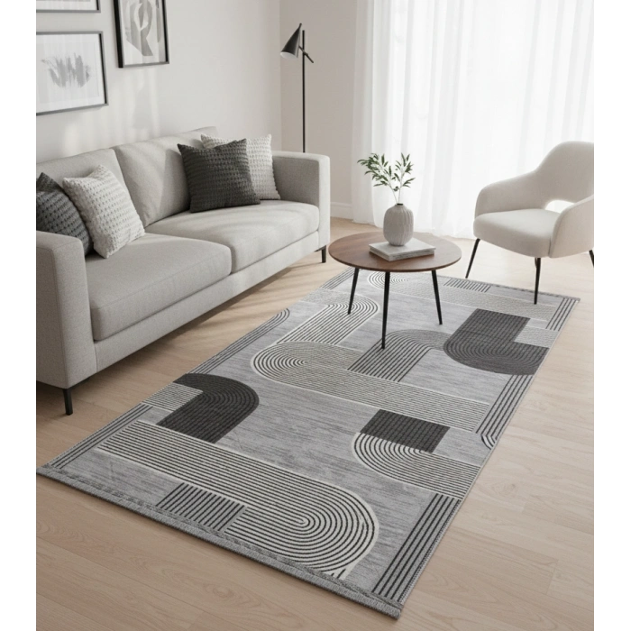 Yağmurser Lüx Yumuşak Dokulu Kaymaz Taban Halı Yolluk 3063 Gri