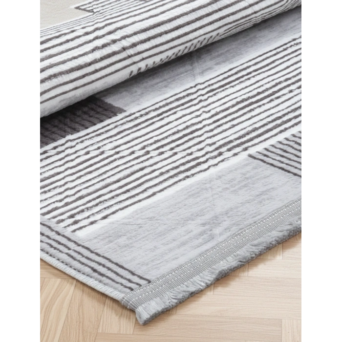 Yağmurser Lüx Yumuşak Dokulu Kaymaz Taban Halı Yolluk 3063 Gri