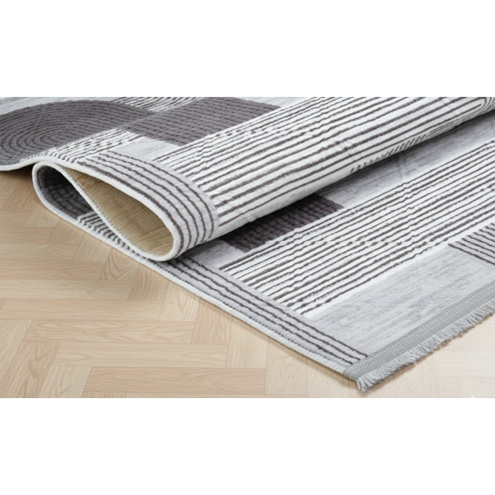 Yağmurser Lüx Yumuşak Dokulu Kaymaz Taban Halı Yolluk 3063 Gri