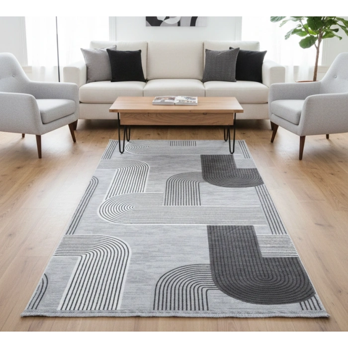 Yağmurser Lüx Yumuşak Dokulu Kaymaz Taban Halı Yolluk 3063 Gri