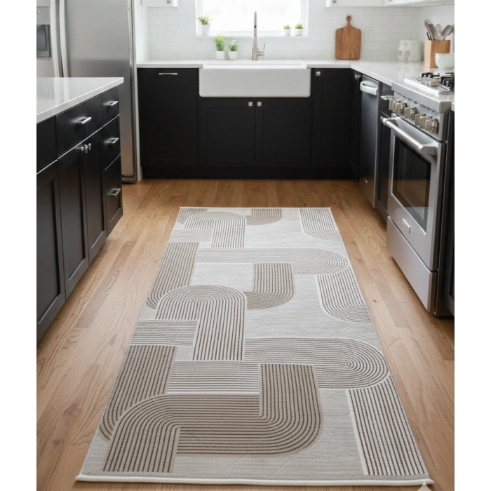 Yağmurser Lüx Yumuşak Dokulu Kaymaz Taban Halı Yolluk 3063 Vizon