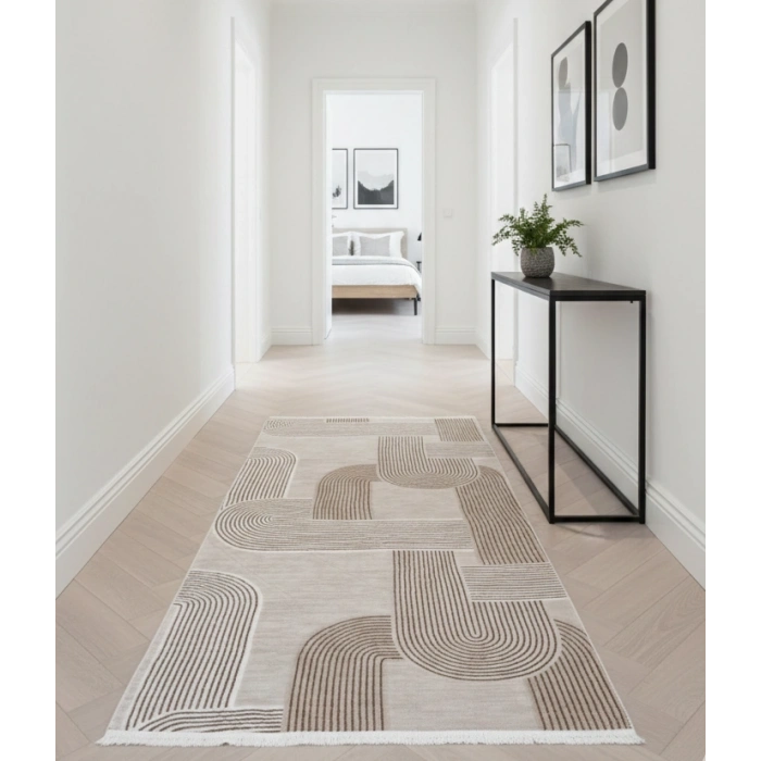 Yağmurser Lüx Yumuşak Dokulu Kaymaz Taban Halı Yolluk 3063 Vizon