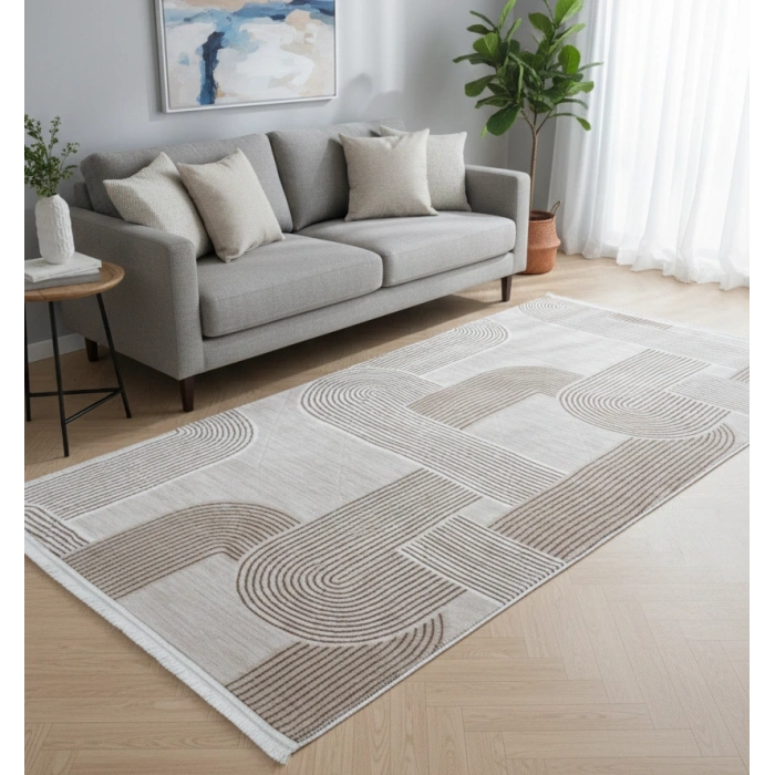 Yağmurser Lüx Yumuşak Dokulu Kaymaz Taban Halı Yolluk 3063 Vizon