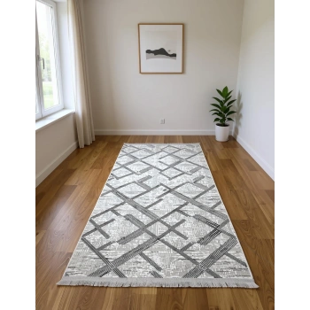 Bademli Halı Şönil Dokuma Taban Dekoratif Halı 1010 Gri