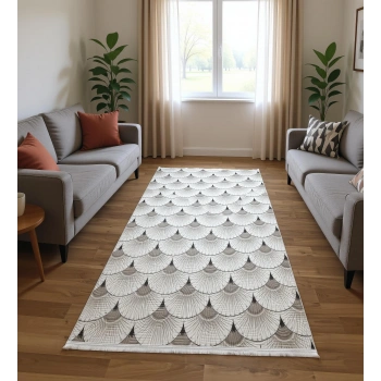 Bademli Halı Lüx Kaymaz Taban Dekoratif Halı 3042 Gri