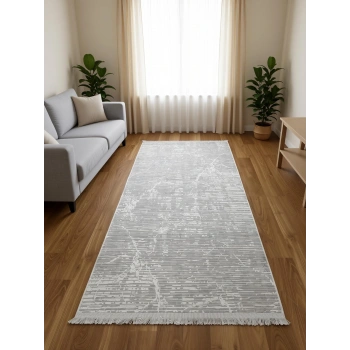 Bademli Halı Şönil Dokuma Taban Dekoratif Halı 1050 Gri