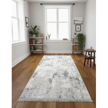 Bademli Halı Şönil Dokuma Taban Dekoratif Halı 1030 Gri