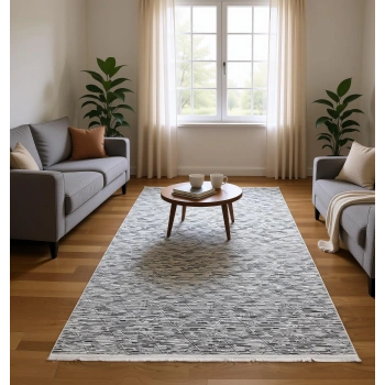 Bademli Halı Lüx Kaymaz Taban Dekoratif Halı 3015 Gri