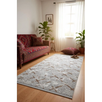 Yağmurser Ekselans Yumuşak Dokulu Kaymaz Taban Halı Yolluk 3047 Kahverengi