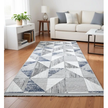 Yağmurser Ekselans Yumuşak Dokulu Kaymaz Taban Halı Yolluk 3057 Mavi