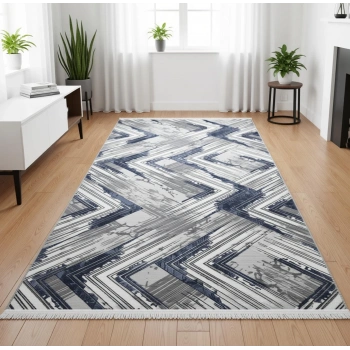 Yağmurser Ekselans Yumuşak Dokulu Kaymaz Taban Halı Yolluk 3014 Mavi