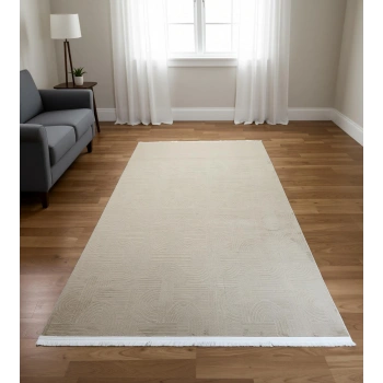 Bademli Halı Lüx Kaymaz Taban Dekoratif Halı 9026 Vizon