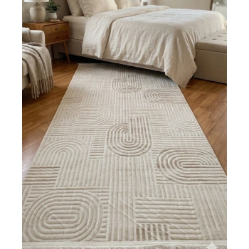 Yağmurser Ekselans Yumuşak Dokulu Kaymaz Taban Halı Yolluk 3048 Krem