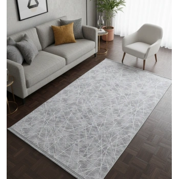 Yağmurser Lüx Yumuşak Dokulu Kaymaz Taban Halı Yolluk 3042 Gri