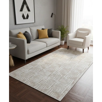 Yağmurser Lüx Yumuşak Dokulu Kaymaz Taban Halı Yolluk 3064 Krem