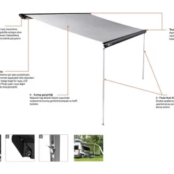 Thule Omnistor 6300 Kasetli Karavan Tentesi Tavan Montajlı 2.60x2.20 - Beyaz