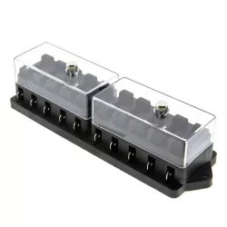 10 Kanallı Bıçak Sigorta Kutusu - Şeffaf Kapaklı | 12V 24V