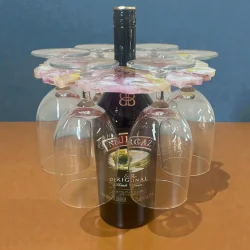 6LI Şarap Kadehi Tutucu(Pembe Mermer Desen)