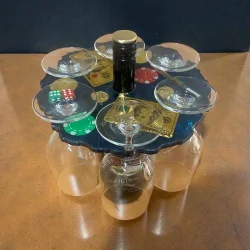 6LI Şarap Kadehi Tutucu(Siyah Poker Temalı)