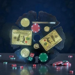 6LI Şarap Kadehi Tutucu(Siyah Poker Temalı)