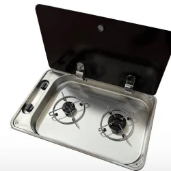 Univercal 2 Gözlü Gaz Emniyetli Cam Kapaklı Ocak