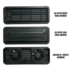 Arnedo 48x18,5 Fanlı Buzdolabı Havalandırma Kapağı Menfez Kış Kapaklı Kilitli Siyah