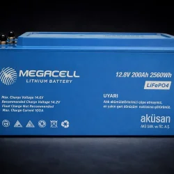 Megacell 12.8V 200Ah (Bluetooth) LiFePO4 Lityum Demir Fosfat Akü(ABS Kasa)