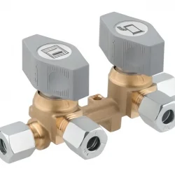 GOK İkili Gaz Dağıtıcı Valf - Parlak Pirinç Çiftli Vana (10-2x8-10)