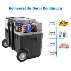 Acopower PX50 12/24/220Volt 50Litre Kompresörlü Tekerlekli Outdoor Oto Buzdolabı (Akü Dahil Değildir)