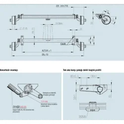 AL-KO 1000Kg 1400mm Frenli Torsiyonlu Aks Dingil Seti