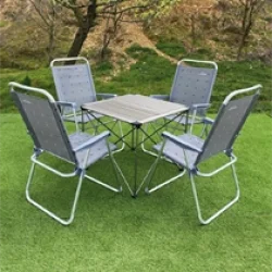 Alüminyum Büyük Masa + 4 Plaj Sandalye Set