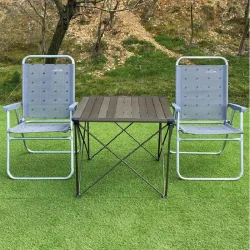 Alüminyum Masa Büyük + 2 Plaj Sandalye Set