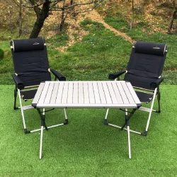 Alüminyum Xxl Masa + 2 Lüx Sandalye Set