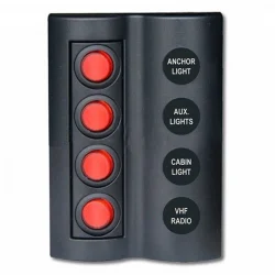 BFY Marin Sigortalı Işıklı Switch Panel - 4 Anahtarlı (90x130mm)