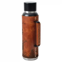 CAMPOUT ÇİFT KATMANLI TERMOS 1500 ML DERİ KAPLI SİYAH