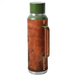 CAMPOUT ÇİFT KATMANLI TERMOS 1500 ML DERİ KAPLI YEŞİL