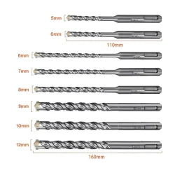 CAT DA03901 10 Parça Tungsten Karbür SDS-Plus Beton Matkap Uç Seti
